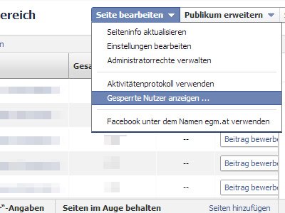 Seite bearbeiten -> Gesperrte Nutzer anzeigen