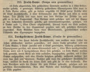 Wiener Kochbuch, Froschsuppe
